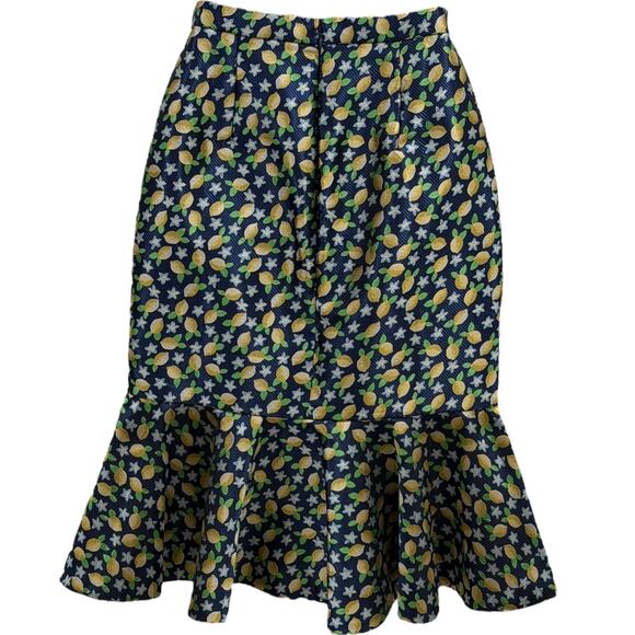 NWT J.Crew Jacquard Lemon Print Trumpet Skirt - Picture 2 of 5